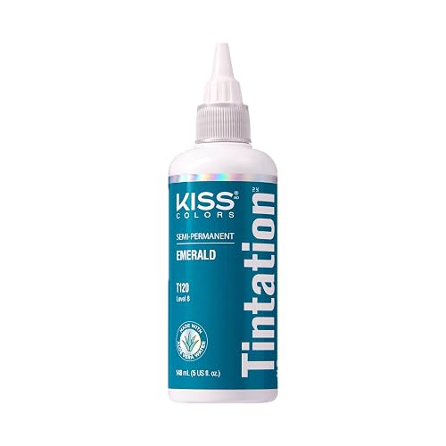 Red by Kiss Tintation Semi-Permanent Hair Color, Aloe Vera Water Based, Argan Oil, Olive Oil, Collagen & Keratin, Long-Lasting Color Dye (Emerald, 5