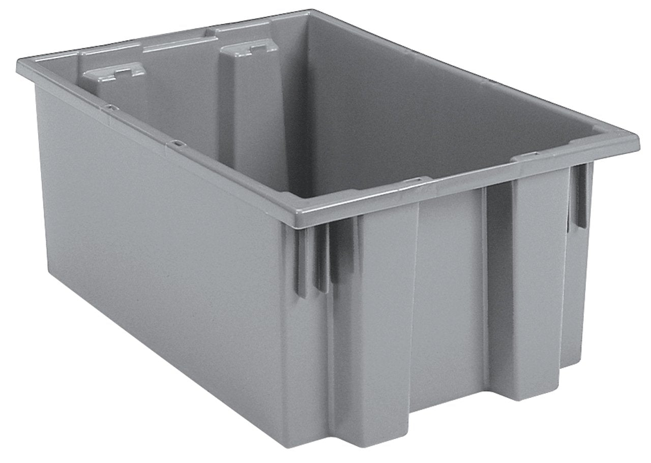 Akro-Mils 35200 Nest and Stack Plastic Storage Container and Distribution Tote, (19-1/2-Inch L x 13-1/2-Inch W x 8-Inch H), Gray, (6-Pack)