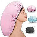 3 Pcs 16.5" Super Extra Large Shower Cap, Reusable Dual Waterproof Shower Cap for Women, Jumbo Satin Lined Shower Cap for Braids & Long Hair, XXL