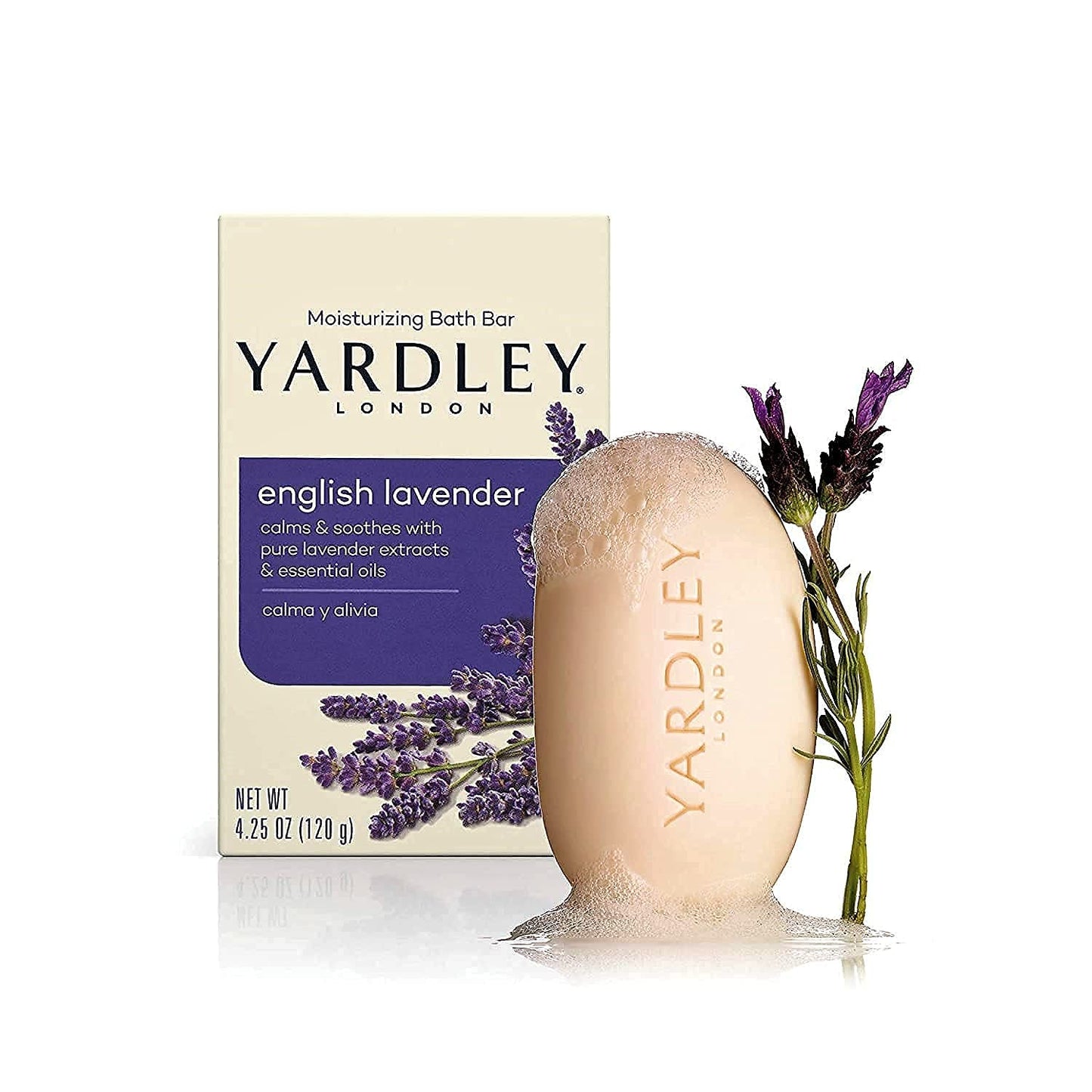 Yardley London English Lavender with Essential Oils Soap Bar, 4.25 oz Bar (Pack of 4)