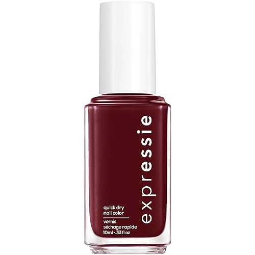 essie expressie Quick-Dry Vegan Nail Polish, Not So Low-Key, Blackened Burgundy, 0.33 Ounce