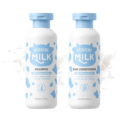 Milk Shampoo and Conditioner Set, Hydrating Shampoo and Conditioner for Curly, Fine, Thick or Straight Hair, Daily Cleaning & Moisturizing Care