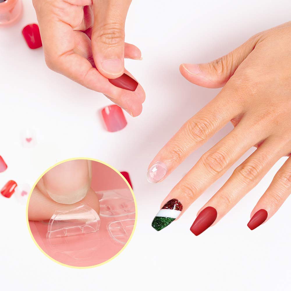 EBANKU 50Sheets Nail Adhesive Tabs, Double-Side Nail Glue Stickers for Press on Nail Sticky Tabs Waterproof Breathable Jelly Adhesive Tabs Manicure