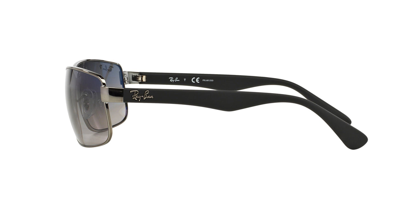 Ray-Ban RB3478 Rectangular Sunglasses, Gunmetal Frame/Blue Polarized Lens, 60 mm