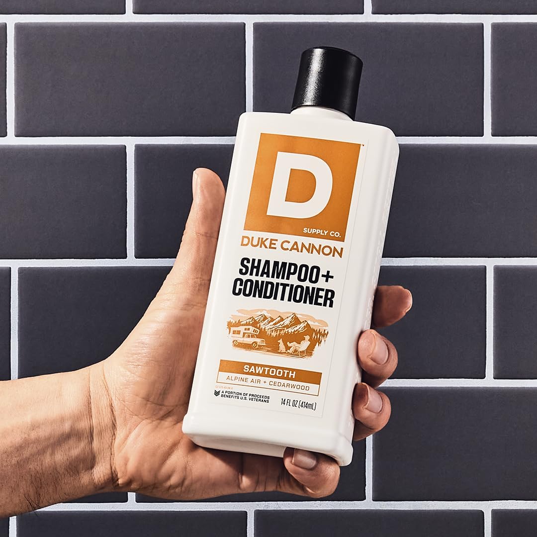 Duke Cannon Supply Co. 2-in-1 Hair Wash - Masculine Scent - Gentle Cleansing Hair Wash For Men - Stimulating Hair Shampoo & Conditioner - Strengthens