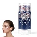 4th of July Glitter Stick, Patriotic Red White and Blue Face Hair Body Glitter Stick, 4th of July Outfits for Women Men, Sparkling Glitter Makeup
