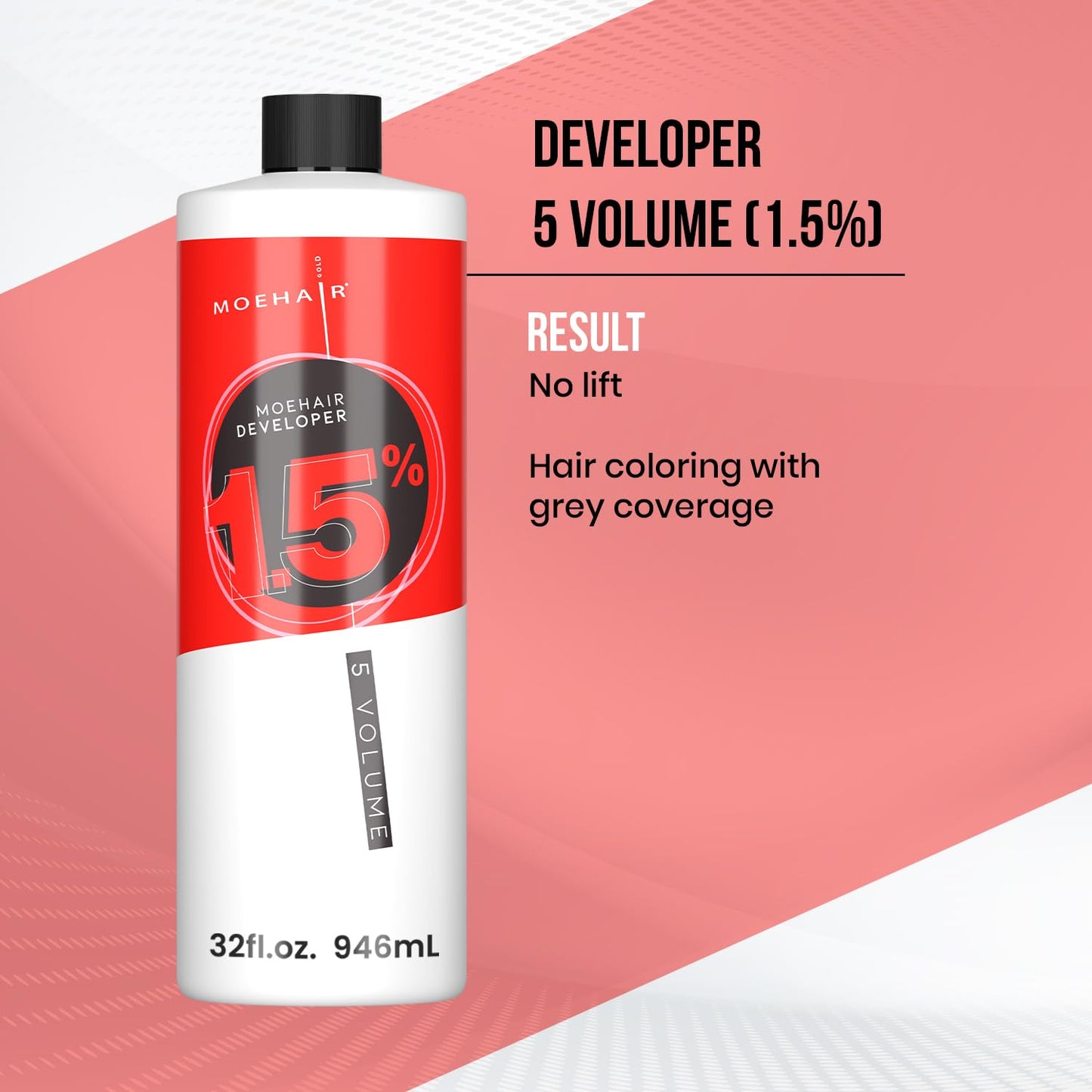 MOEHAIR Hair Color Developer 1.5% Hydrogen Peroxide | 5 Volume Creme Developer for Coloring and Bleaching | Paraben-free | Professional-Grade Hair