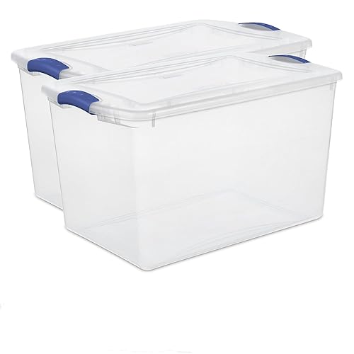 TnLoji 2-Pack 66 Quart Clear Storage Bin, Plastic Storage Box Container with Latch Lid for Organizing