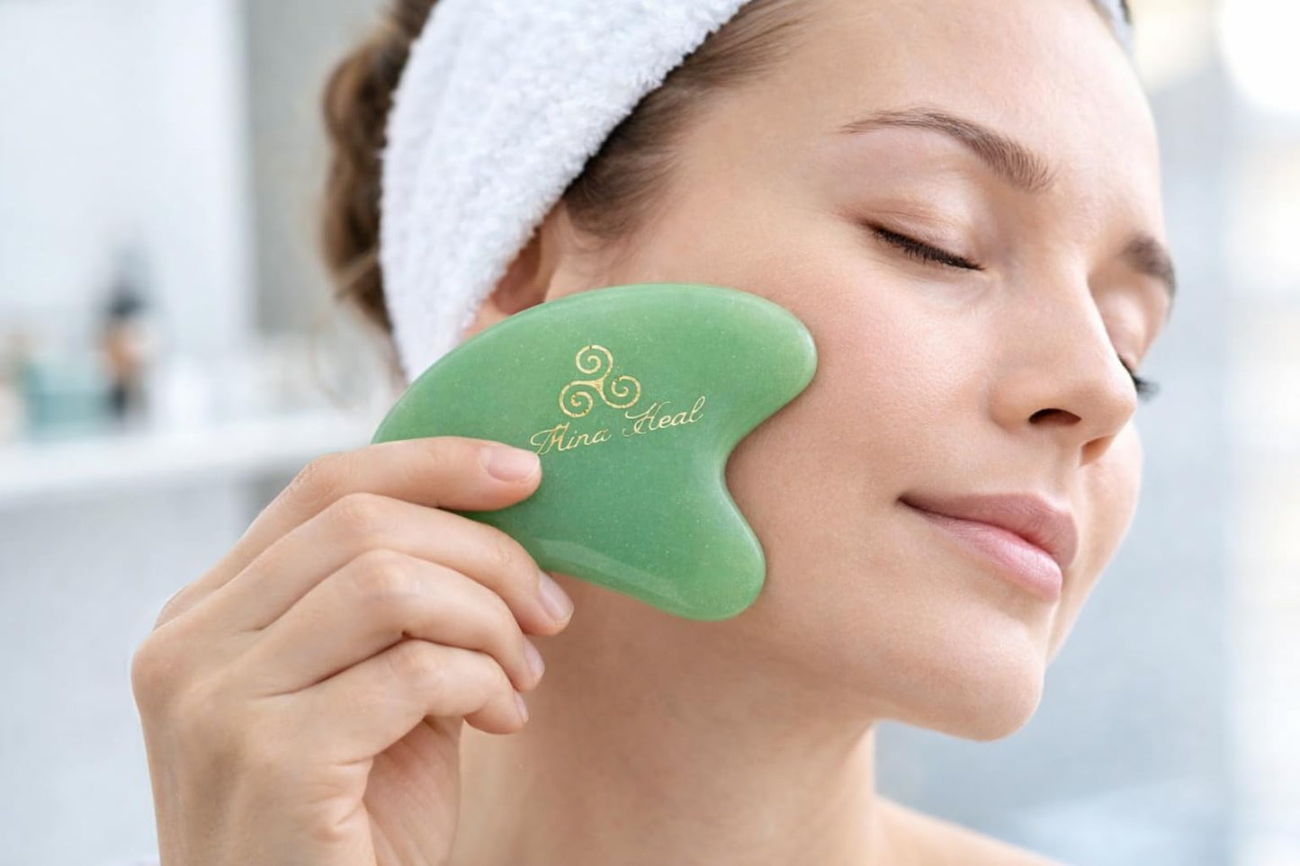 Jade Gua Sha Facial Tool - Guasha Face Massage Tool Lymphatic Drainage Massager, Face Sculpting Tool for Facial Lifting & Tightening, Anti-Wrinkles