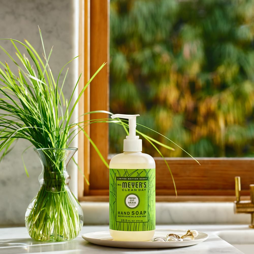 MRS. MEYER'S CLEAN DAY Hand Soap, Fresh Cut Grass Scent, 12.5 Fl Oz Bottle