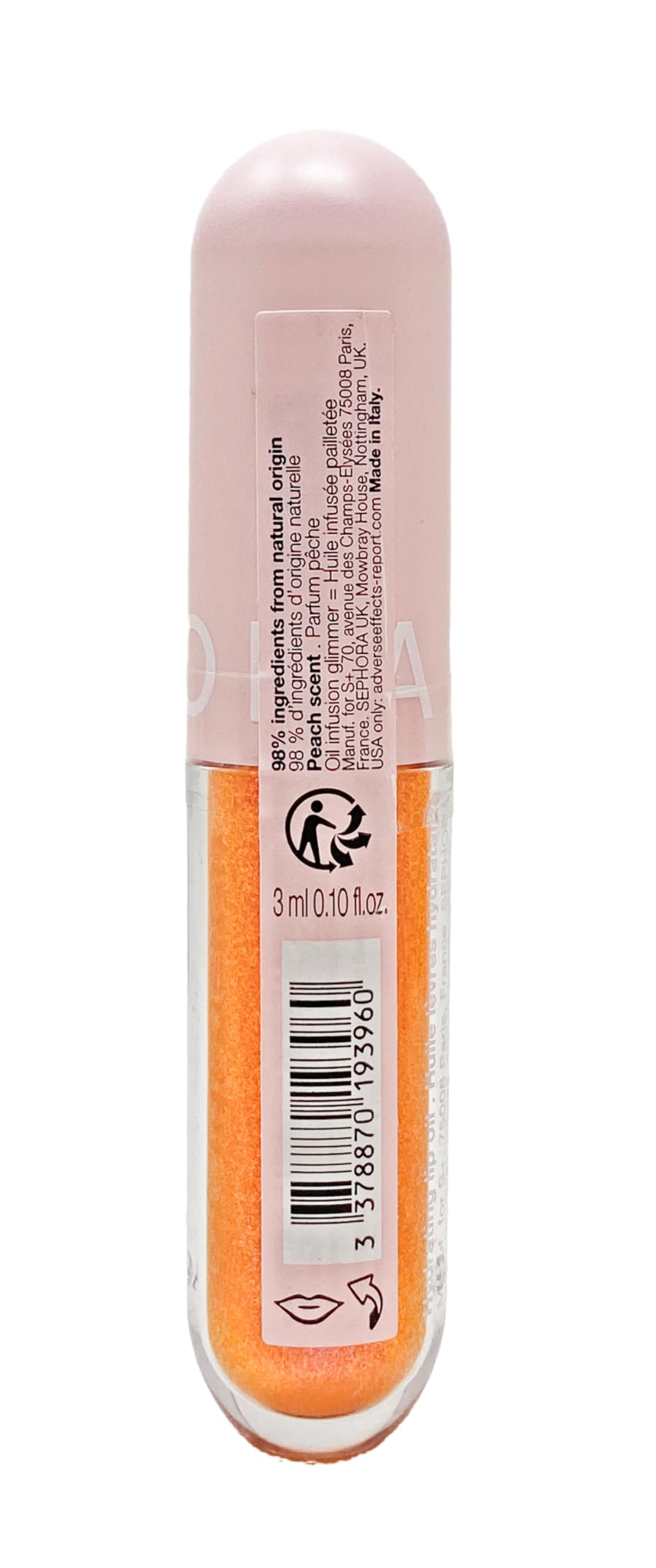 SEPHORA COLLECTION Oil Infusion Glimmer Hydrating Lip Oil -Peach (orange shimmer) 0.10 oz/3 ml