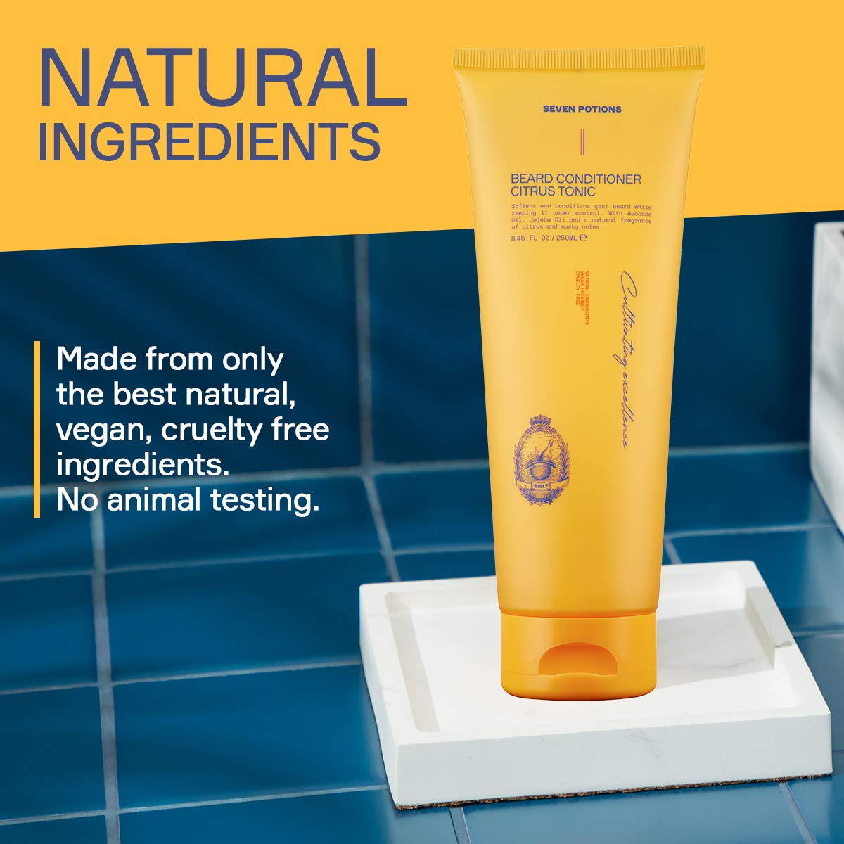 SEVEN POTIONS Beard Conditioner for Men - Prevents Beard Itch and Dandruff - Natural, Vegan, Cruelty Free (Citrus Tonic, 8.45 FL OZ) Beauty and Personal Care SEVEN POTIONS