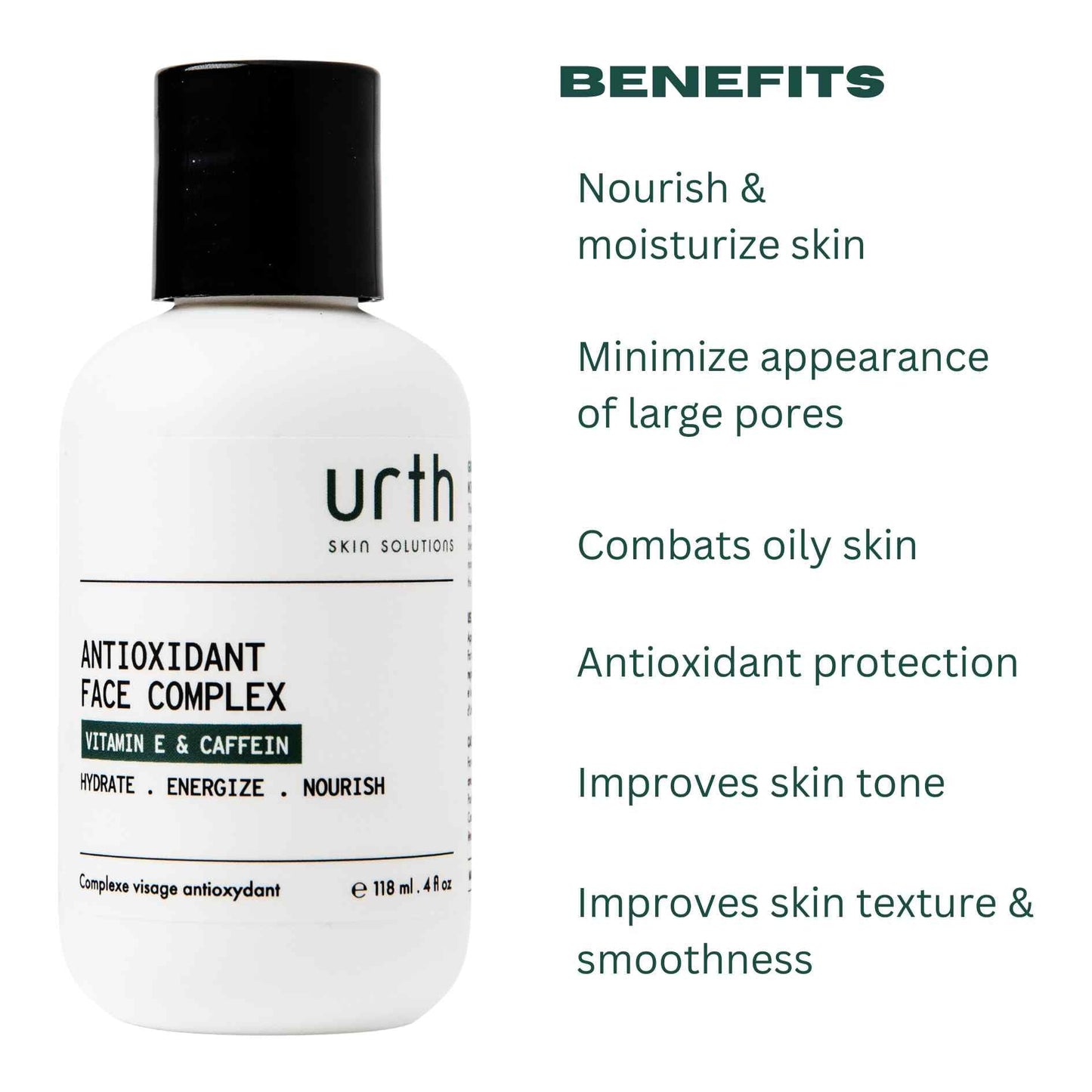 Urth Skin Solutions for Men Antioxidant Face Complex 4oz - Pore Minimizer, Daily Hydrating Facial Lotion for Oily Skin, Anti-Aging and antioxidant