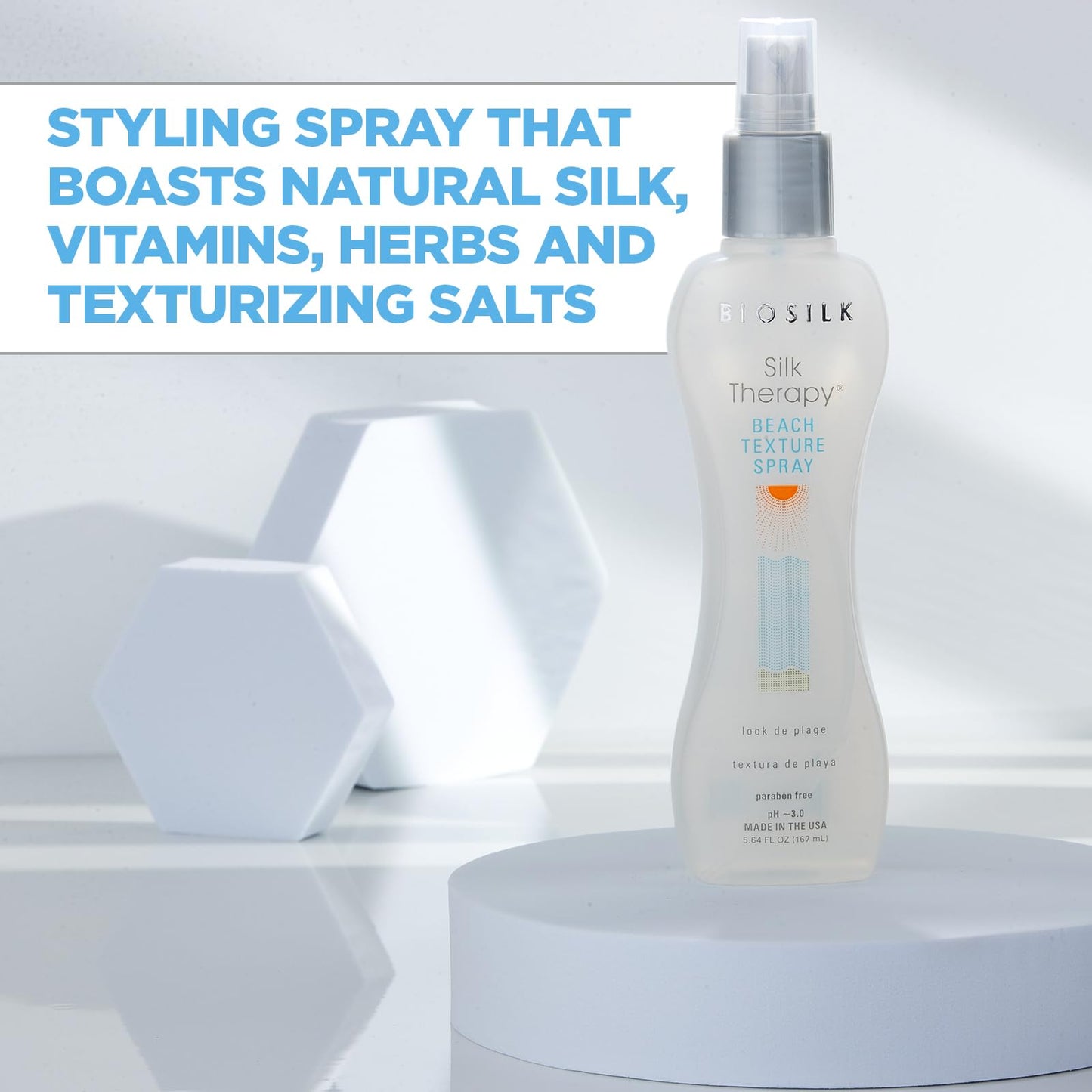 BioSilk Beach Texture, Styling Salt Spray for Natural Waves & Texture, Sulfate, Paraben, & Cruelty-Free, 5.64 oz