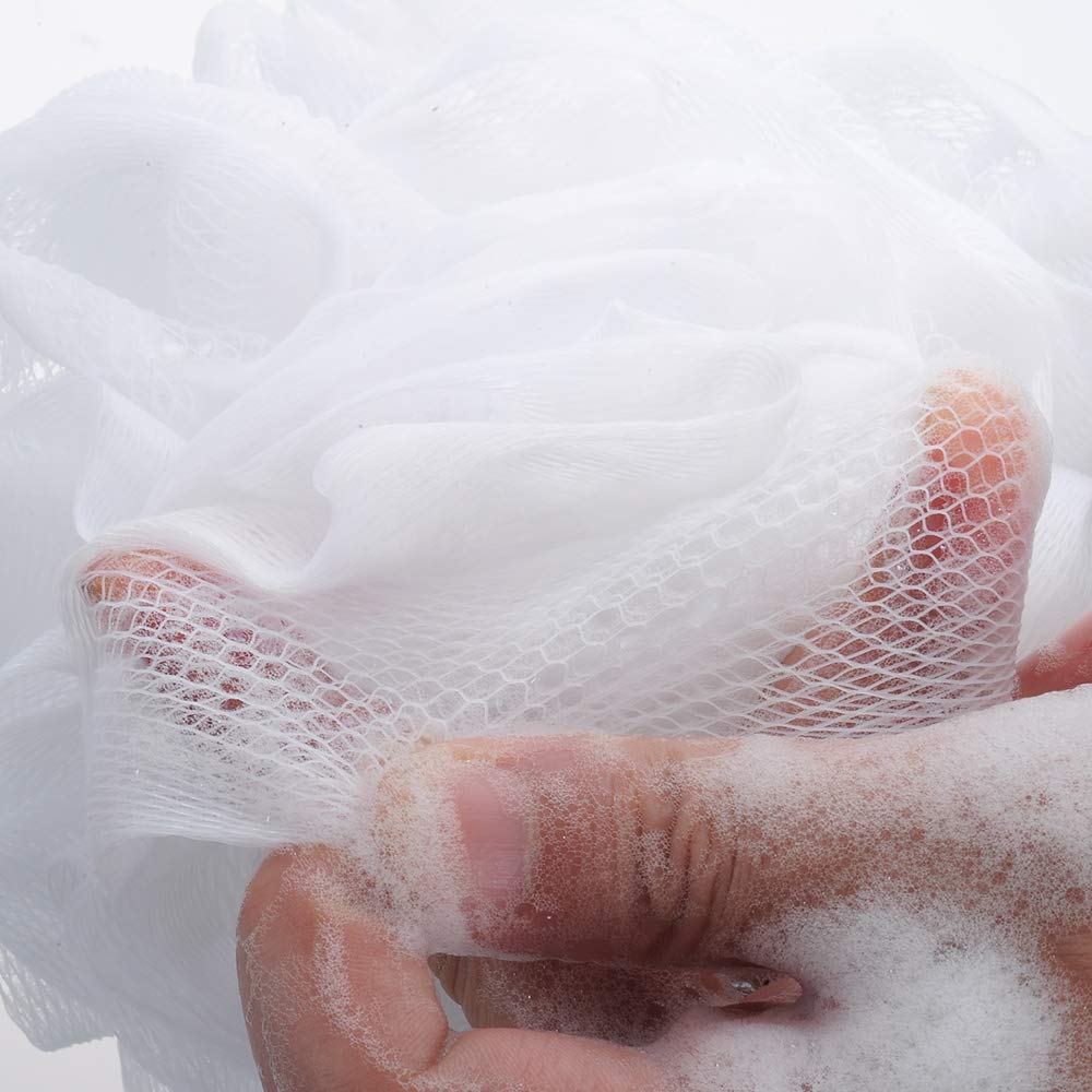 iboodi Bath Sponge Loofah Shower Pouf White Mesh Shower Puff Pack of 6 (35g/pcs)