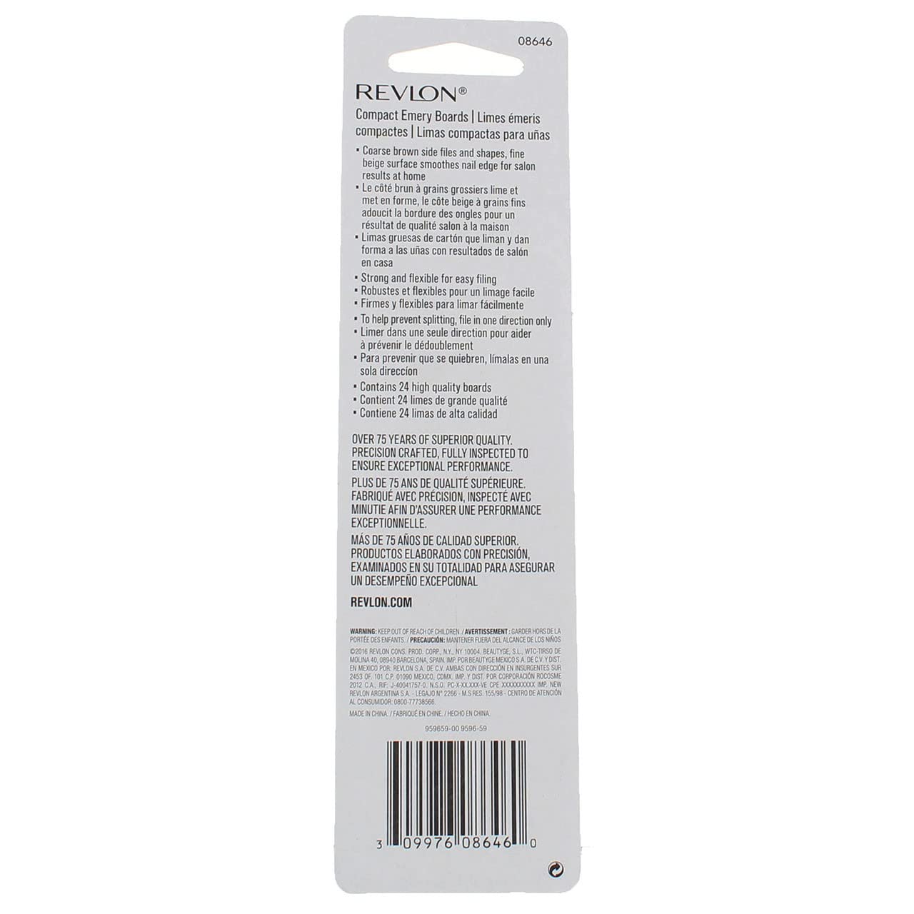 Revlon Compact Emery Boards Nail File, Dual Sided Manicure and Pedicure Tool for Shaping and Smoothing Finger and Toenails, 24 Count (Pack of 2)