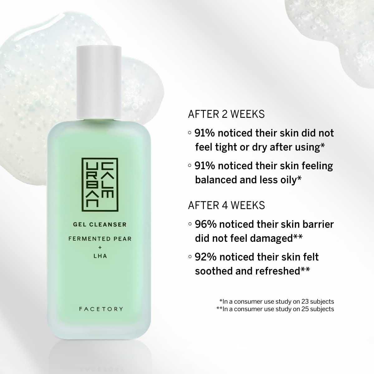 FACETORY Urban Calm Hydrating Face Wash for Women, Gentle Gel Facial Cleanser with Fermented Pear & LHA, Sensitive Skin Face Wash & Daily Makeup