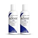 Adore Semi Permanent Hair Color (176 Ocean Blue) (2 Pack) | Vegan & Cruelty-Free Blue Hair Dye | No Ammonia, No Peroxide, No Alcohol | 4 Fl Oz