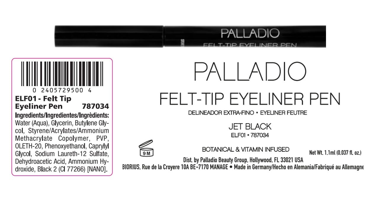 Palladio Felt-Tip Eyeliner Ultra Fine Liner, Creates Thin Precise Lines, Quick Drying, Waterproof, Rich Pigment, Long Lasting Application, Mess Free