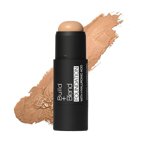 Palladio BUILD & BLEND Foundation Stick, Medium Coverage Buildable Contour Stick for Face, Ultra Blendable Creamy Formula for a Natural Shine Free
