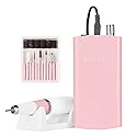 Makartt Nail Drill, Rechargeable Nail E File 30000RPM Electric Nail File, Malory Pink Portable Gel Nail Remover Machine with Nail Drill Bits & Sanding