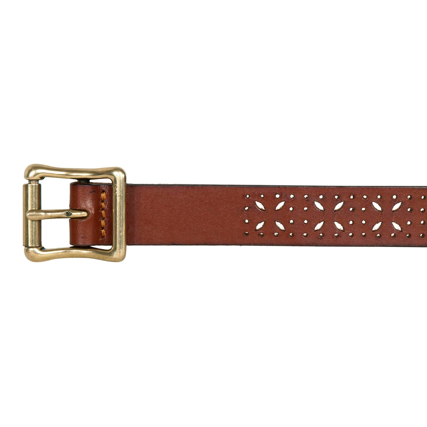 Eddie Bauer Women's Casual Leather Belts with Durable Metal Buckle, Perforated Pattern - Tan, X-Large