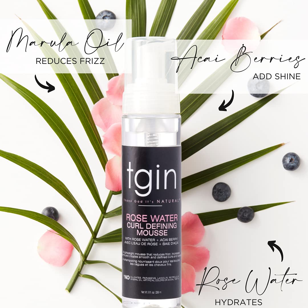 tgin The Styling Package: Rose Water Leave In Conditioner, Defining Gel and Mousse - Gift Set - Curls - Color safe - Wavy - Detangle - Low Porosity