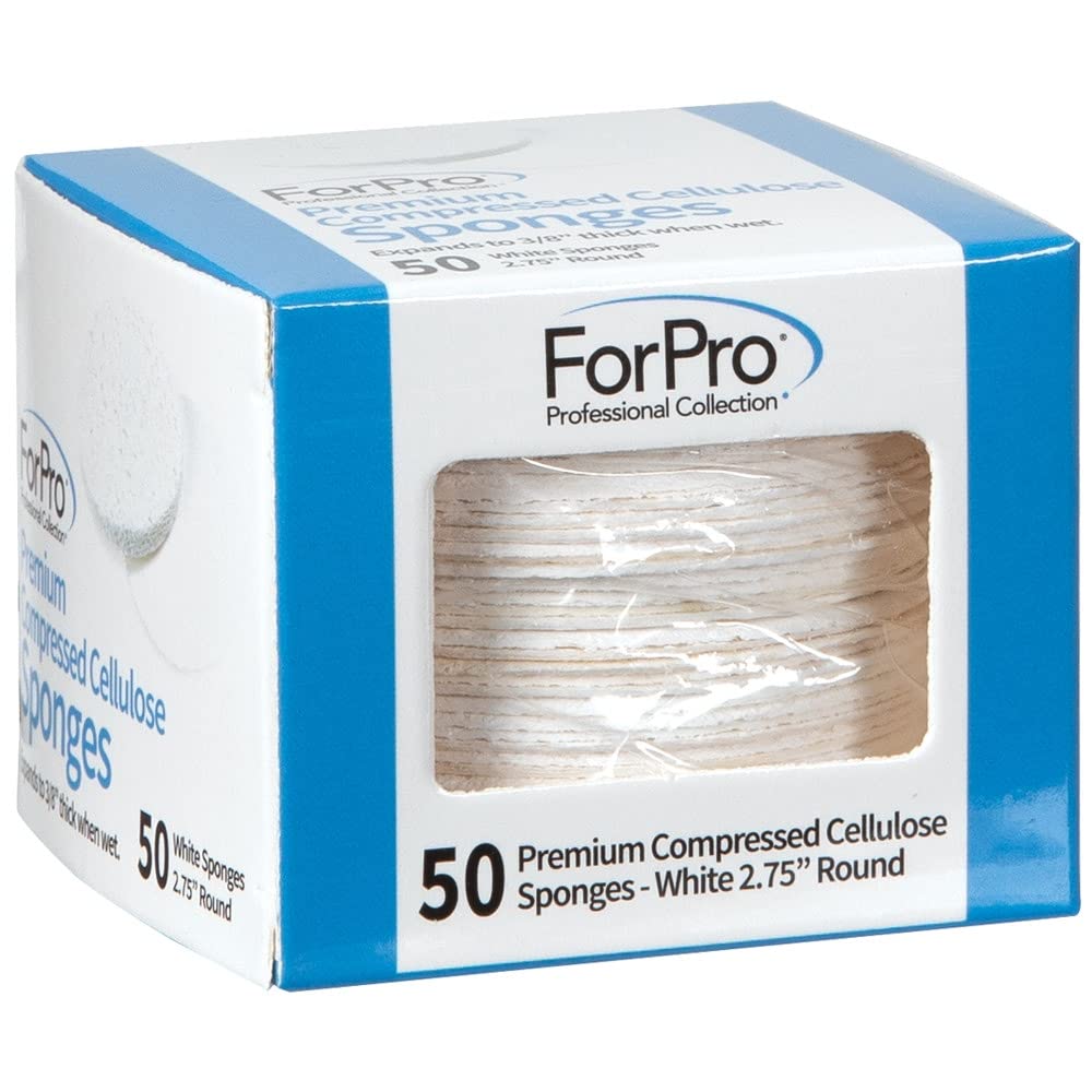 ForPro Professional Collection Premium Compressed Facial Sponges, 50-Count Cellulose Sponges for Facial Cleaning, Exfoliating and Makeup Removal