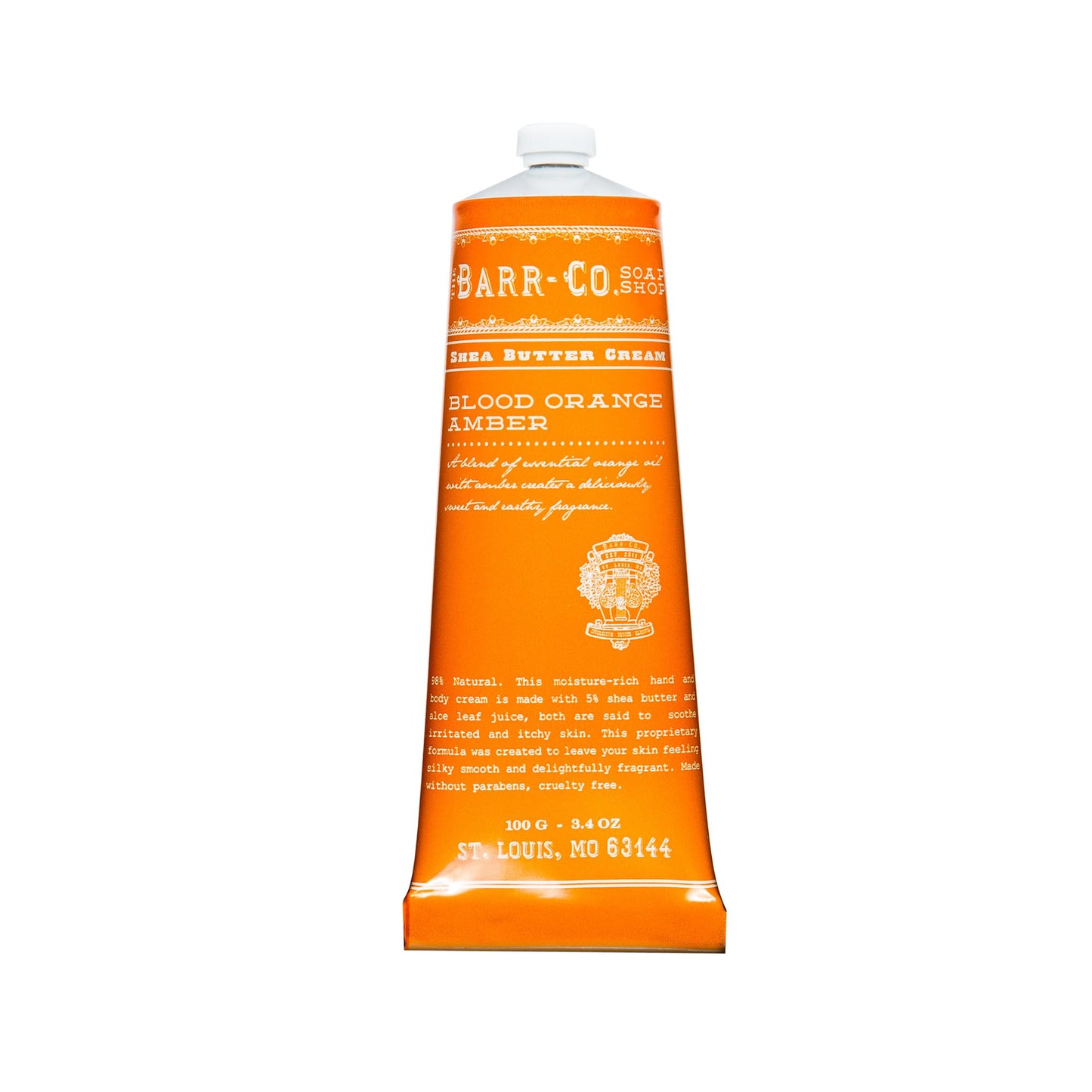 BARR-CO. Soap Shop Hand Cream Blood Orange Amber, Orange & Amber Essential Oils, Hand Cream for Dry & Cracked Hands, Shea Butter Cream, 3.4 fl oz