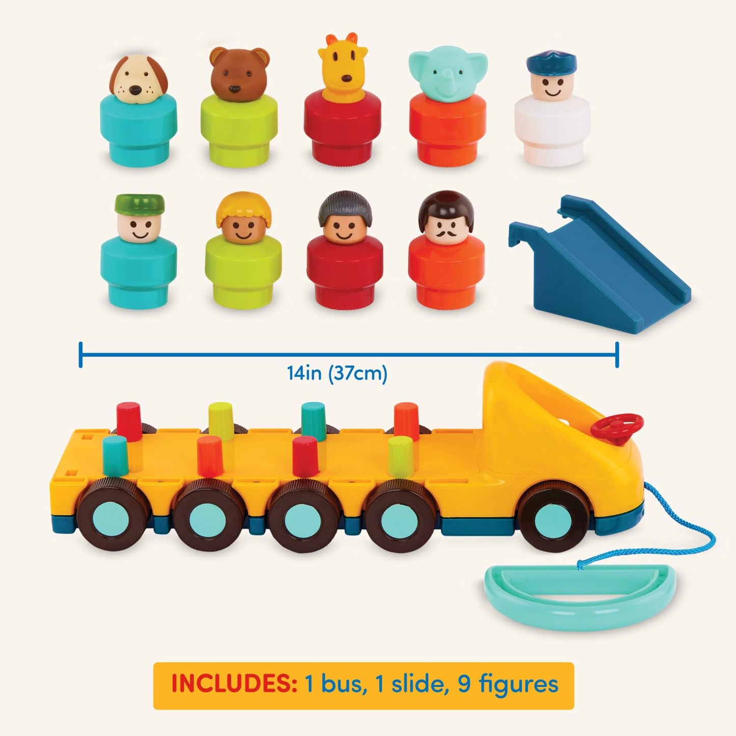 Battat - Toy Bus for Toddlers with Moving Parts & 9 Figures - Developmental Toy for Babies - Spinning Bus - 18+ Months