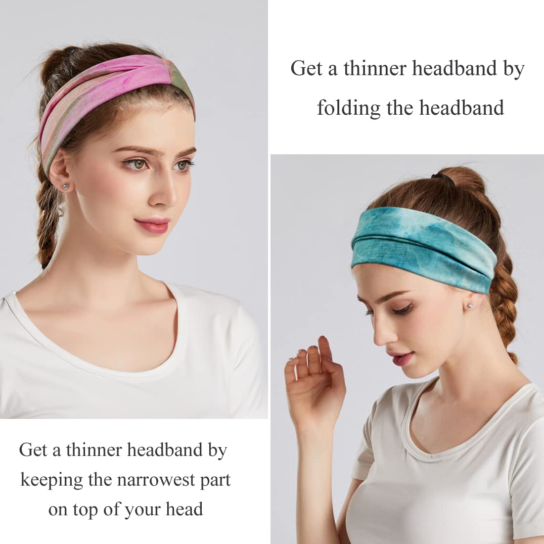 YONUF Headbands For Women Workout Wide Headband Yoga Head Bands For Women's Hair Accessories Fashion Band Tie Dye 6 Pack Beauty and Personal Care YONUF