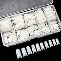 krofaue 500PCS Half Cover False Nails Tips - Acrylic Nail Tips 10 Sizes Lady French Style Acrylic Artificial Tip Manicure with Box for Nail Tips Art