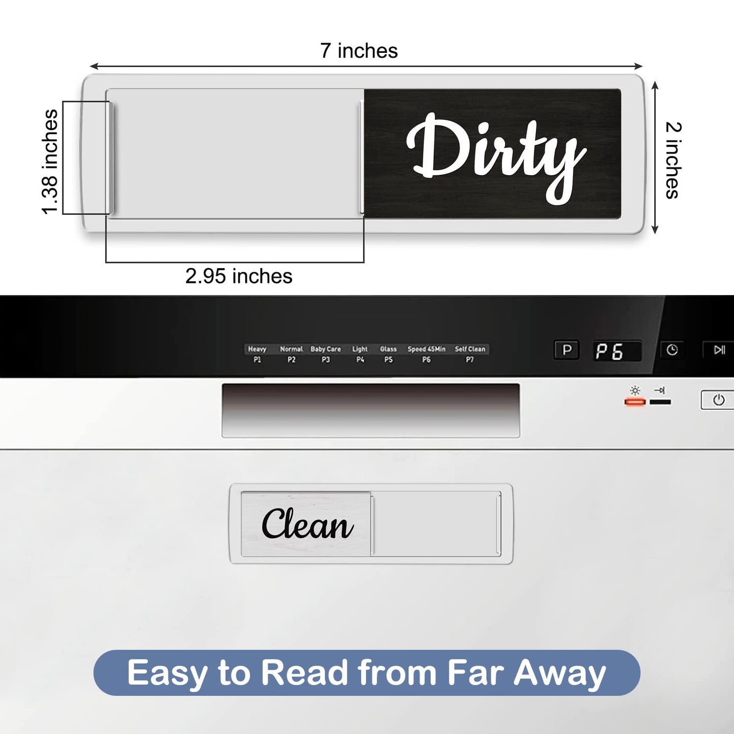 Oxepleus Dishwasher Magnet Clean/Dirty Sign – Farmhouse Wood Design, Strong Magnet, Non-Scratch, Easy-to-Read Kitchen Decor (A-Silver)