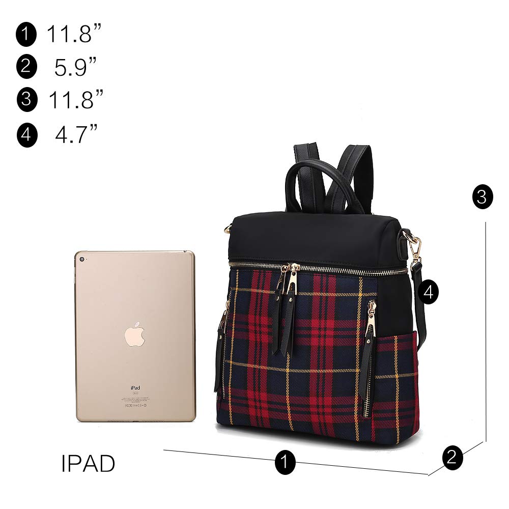MKF Collection Nishi Plaid Backpack Waterproof Laptop Backpack for Travel Daypack Nylon By Mia K