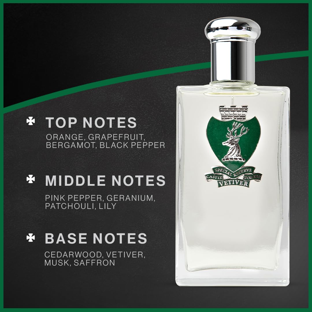 Castle Forbes Vetiver Special Reserve Men's Cologne, 100ml | Classic Men’s Fragrance w/a Modern Twist | Made w/Essential Oils | Paraben-Free