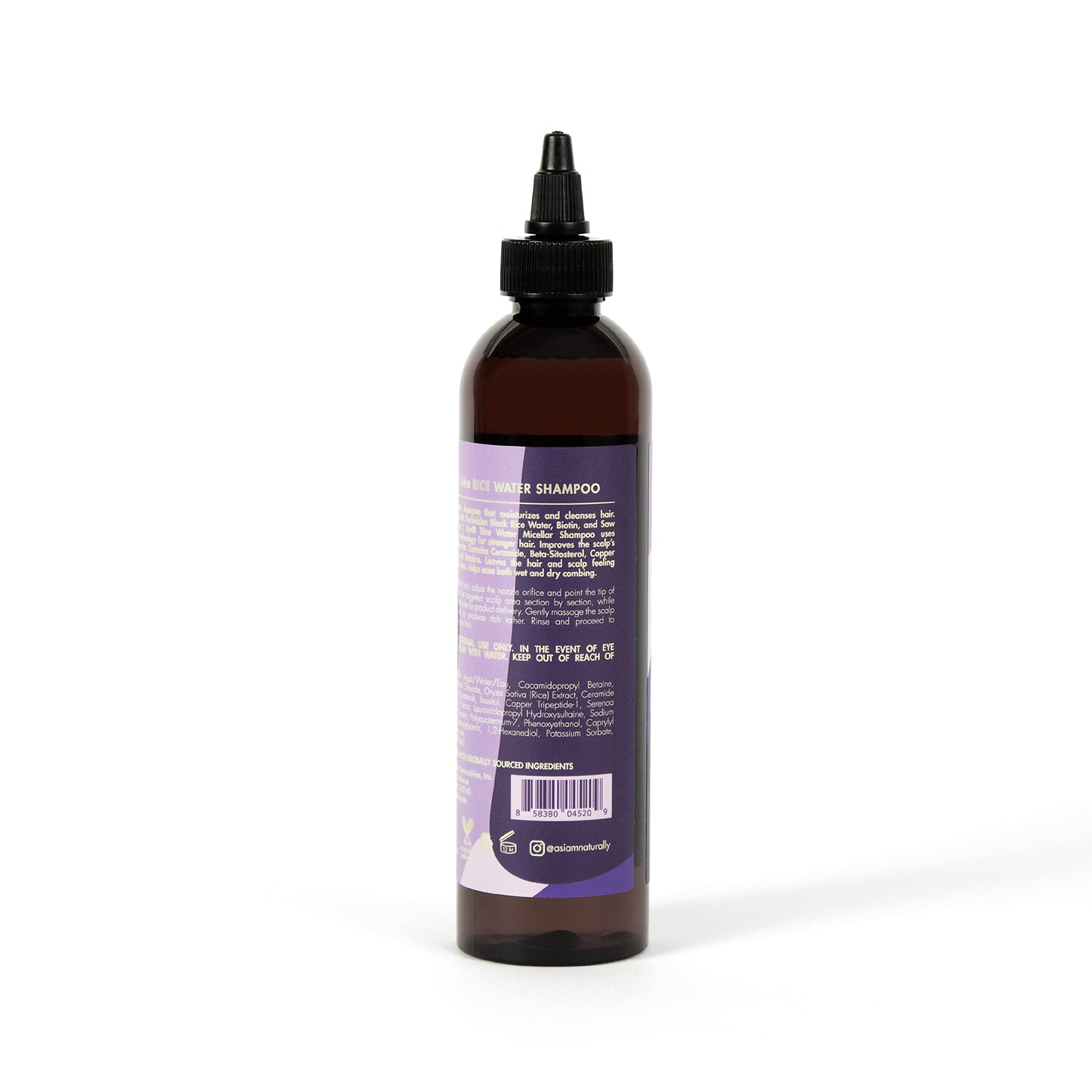 As I Am Rice Water Shampoo 8 oz - with Forbidden Black Rice, Saw Palmetto, Biotin - Gentle Cleanser - Moisturizing - Vegan & Cruelty Free - Sulfate