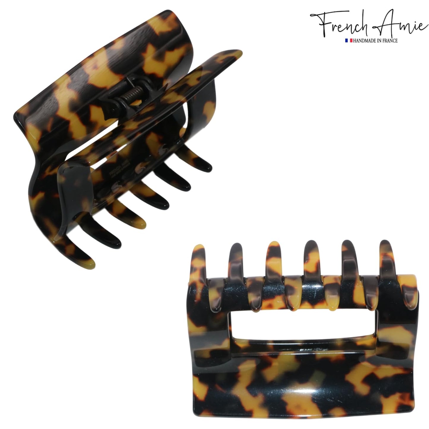 French Amie Geo Large Tokyo 3" Handmade Leopard Celluloid Strong Hold Jaw Hair Claw Clip Clamp Clutcher for Women and Girls, Made in France (Tokyo)
