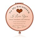 Jielahua Daughter Inspirational Gift Makeup Mirror Daughter Birthday Gift Ideas Rose Gold Compact Makeup Mirror for Her Christmas Graduation Wedding