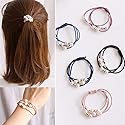 20 Pcs Korean Hair Accessories for Girls - Multi Layer Hair Rings with Pearls, Elastic Ties, and Rope Hairbands