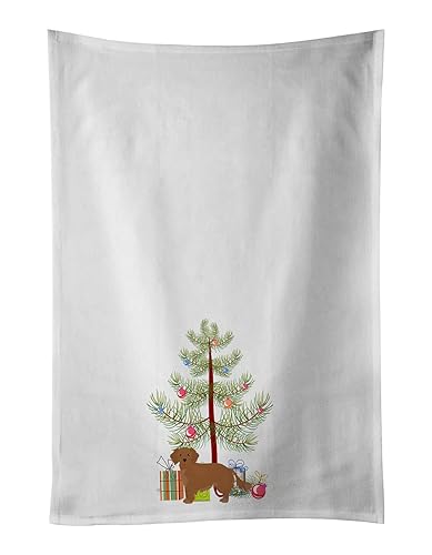 Caroline's Treasures CK3486WTKT Small Greek Domestic Dog Kokoni Christmas Tree White Kitchen Towel Set of 2 Dish Towels Decorative Bathroom Hand…