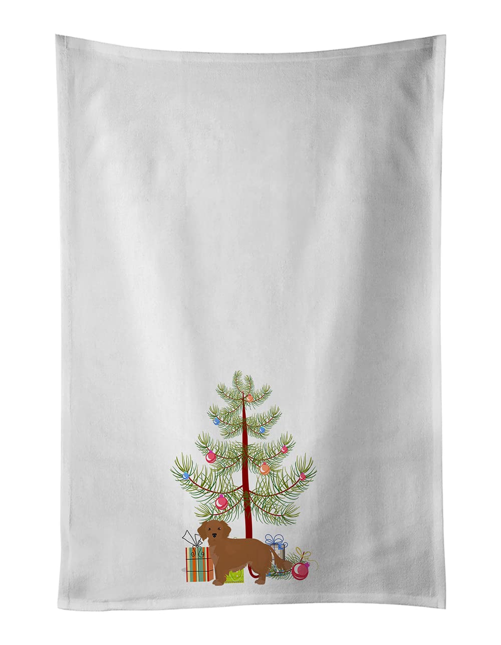 Caroline's Treasures CK3486WTKT Small Greek Domestic Dog Kokoni Christmas Tree White Kitchen Towel Set of 2 Dish Towels Decorative Bathroom Hand…