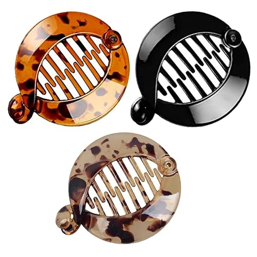 3Pcs Resin Banana Hair Clips Small Banana Hair Combs Fishtail Hair Clip Side Comb Round Ponytail Holder for Women Hair Accessories