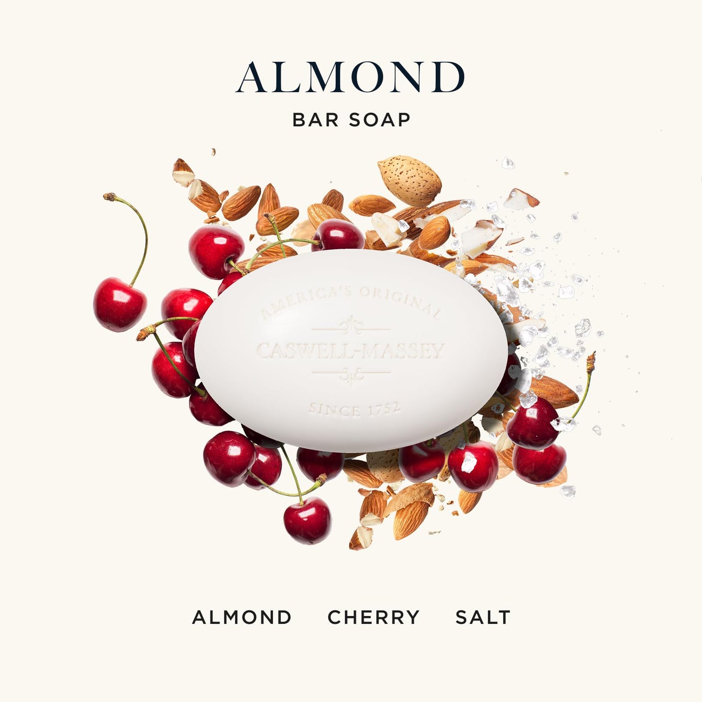Caswell-Massey Almond Natural Bar Soap Gift Set - Moisturizing Triple-Milled Body Soap for Men & Women - Plant-Based with Essential Oils for Soft