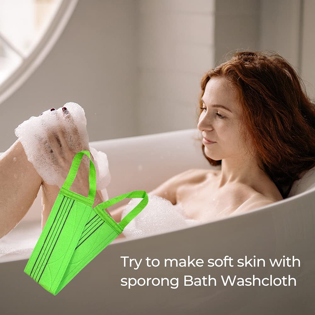 SPORONG x (3 pcs) Long Exfoliating Back Washcloth Bath Wash Towel Korean Italy Towel
