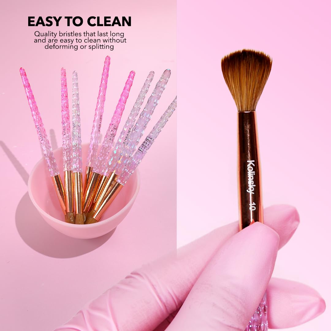 Kiara Sky Kolinsky Acrylic Nail Brush #16 - Pure Kolinsky Sable Hair, Pink Crystal Handle, Acetone Resistant, for Acrylic Application, Extensions & 3D Beauty & Personal Care KIARA SKY