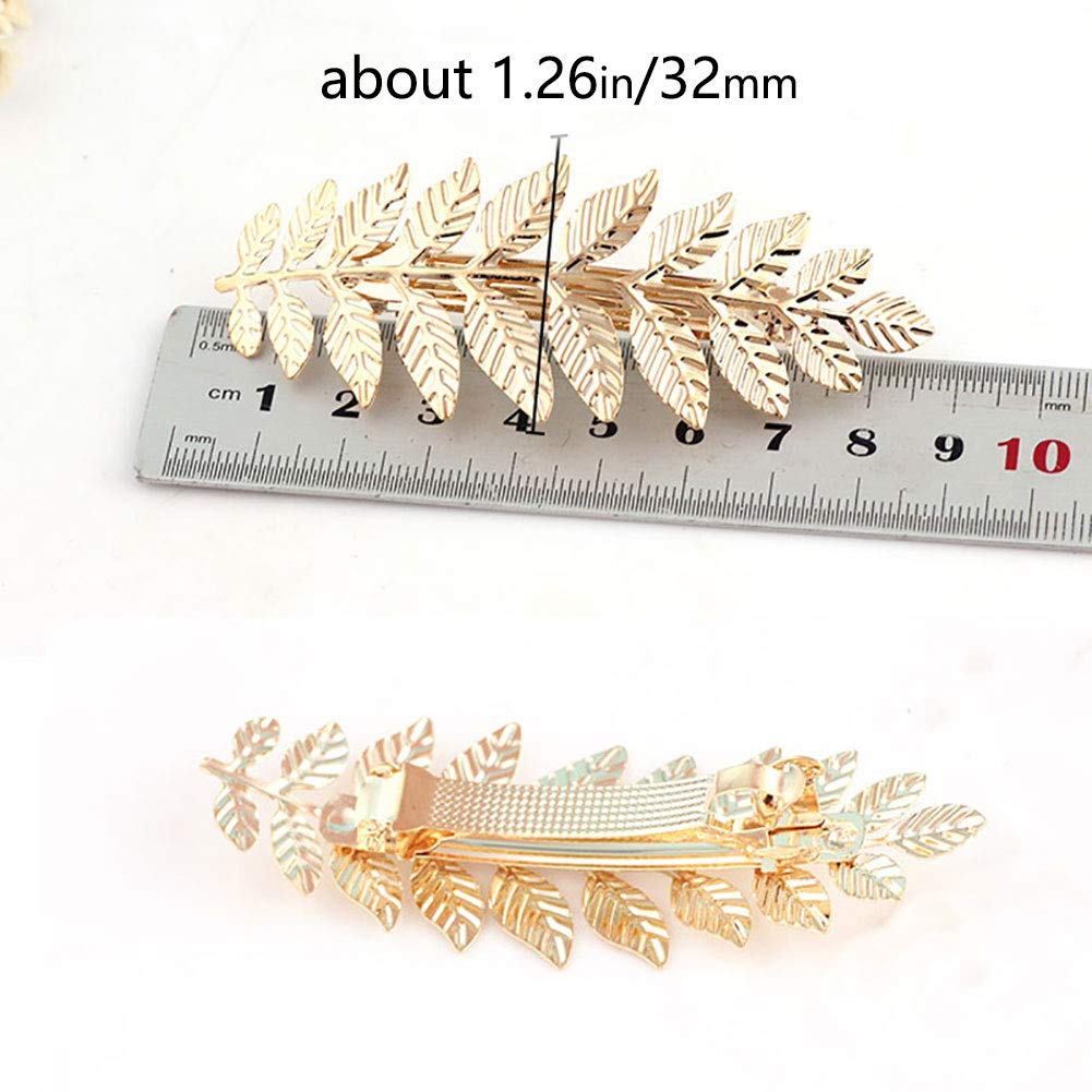 2 Pcs Toga Party Greek Goddess Costume - Gold Leaves Hair Barrettes