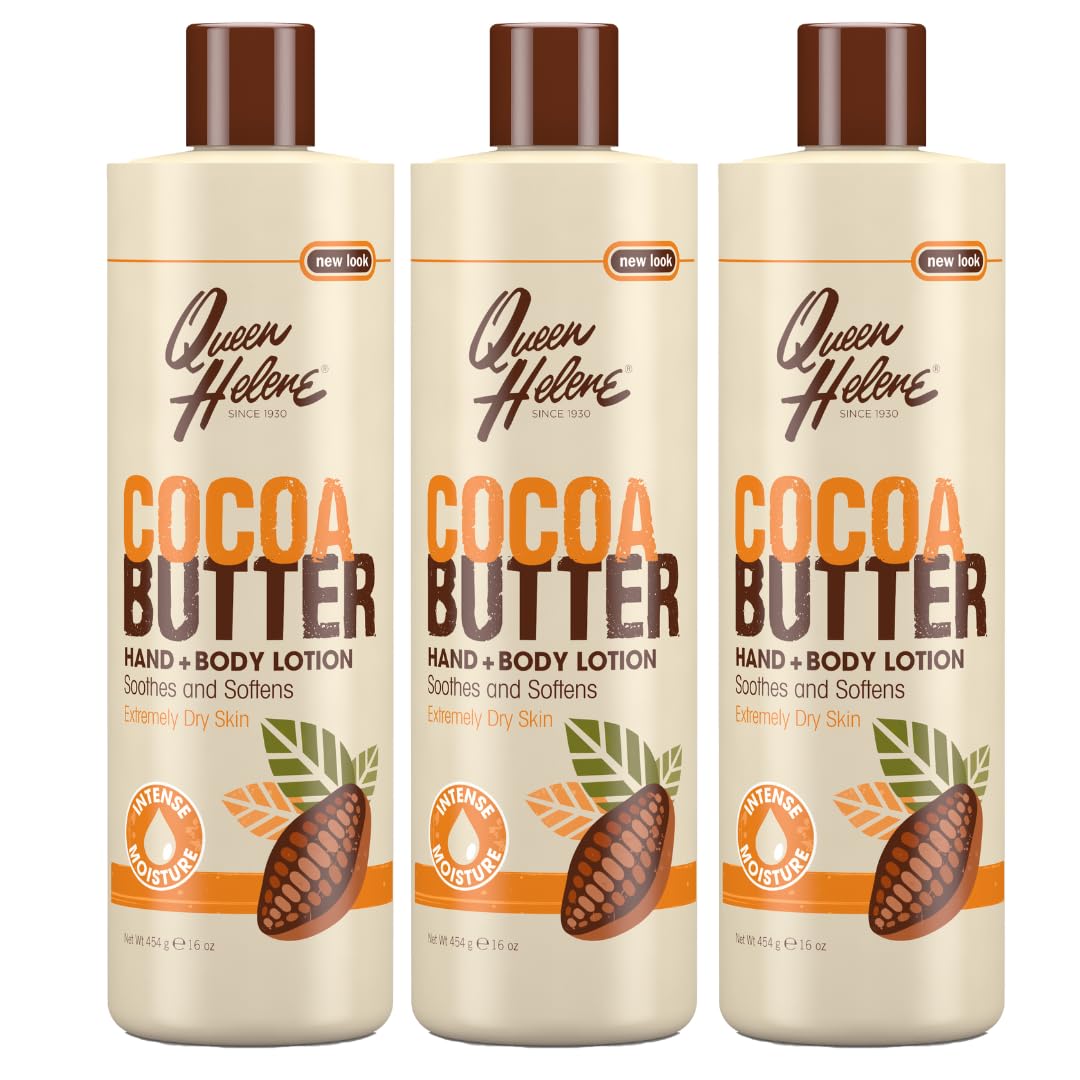 Queen Helene Cocoa Butter Hand & Body Lotion - Ultra Moisturizing Formula for Smooth Radiant Skin, 16 oz, Pack of 3