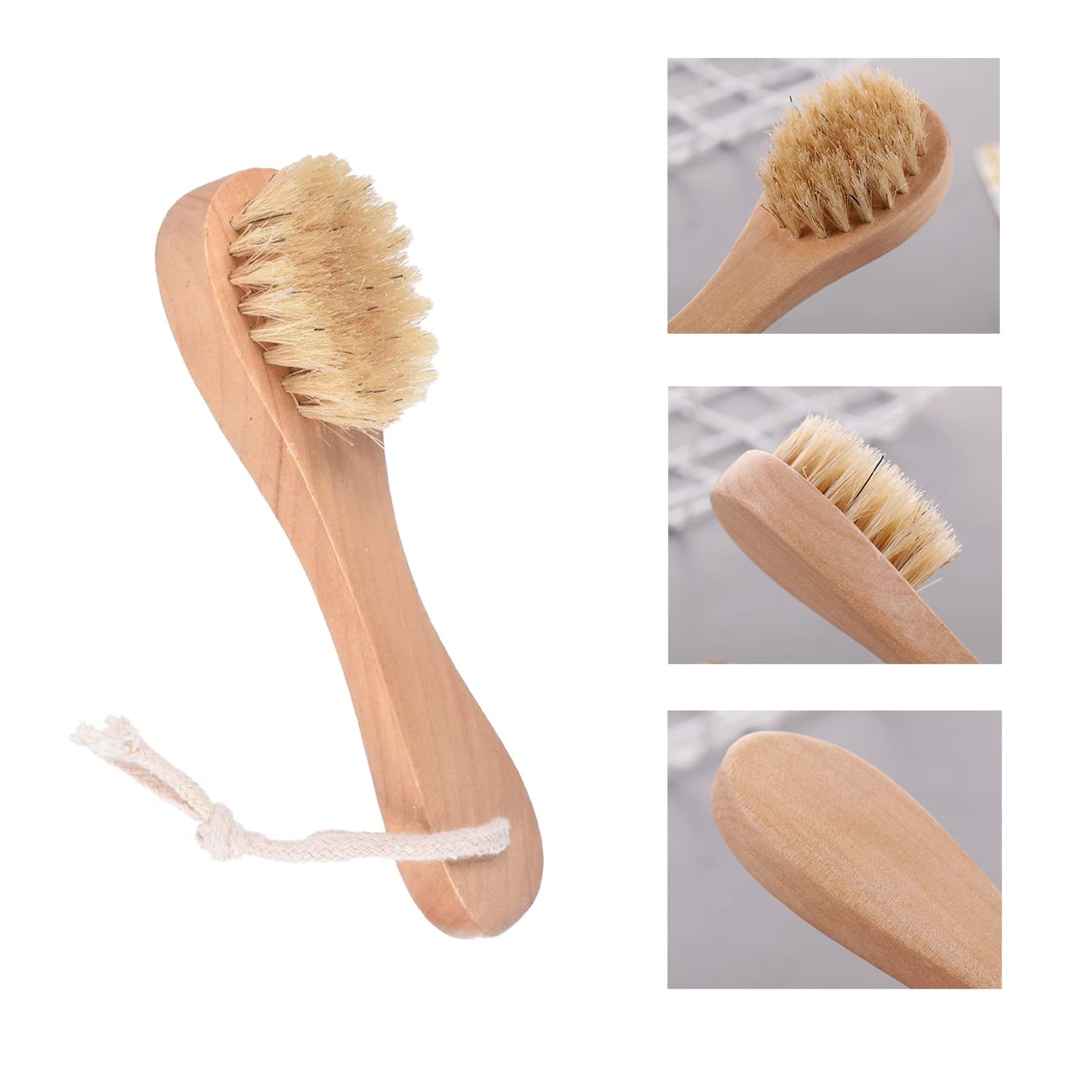 6 Pcs Face Exfoliator Brush Dry Brush Natural Bristles Wooden Face Cleaning Brush, Facial Cleansing Brush Face Wash Scrub Exfoliator Brush for Face
