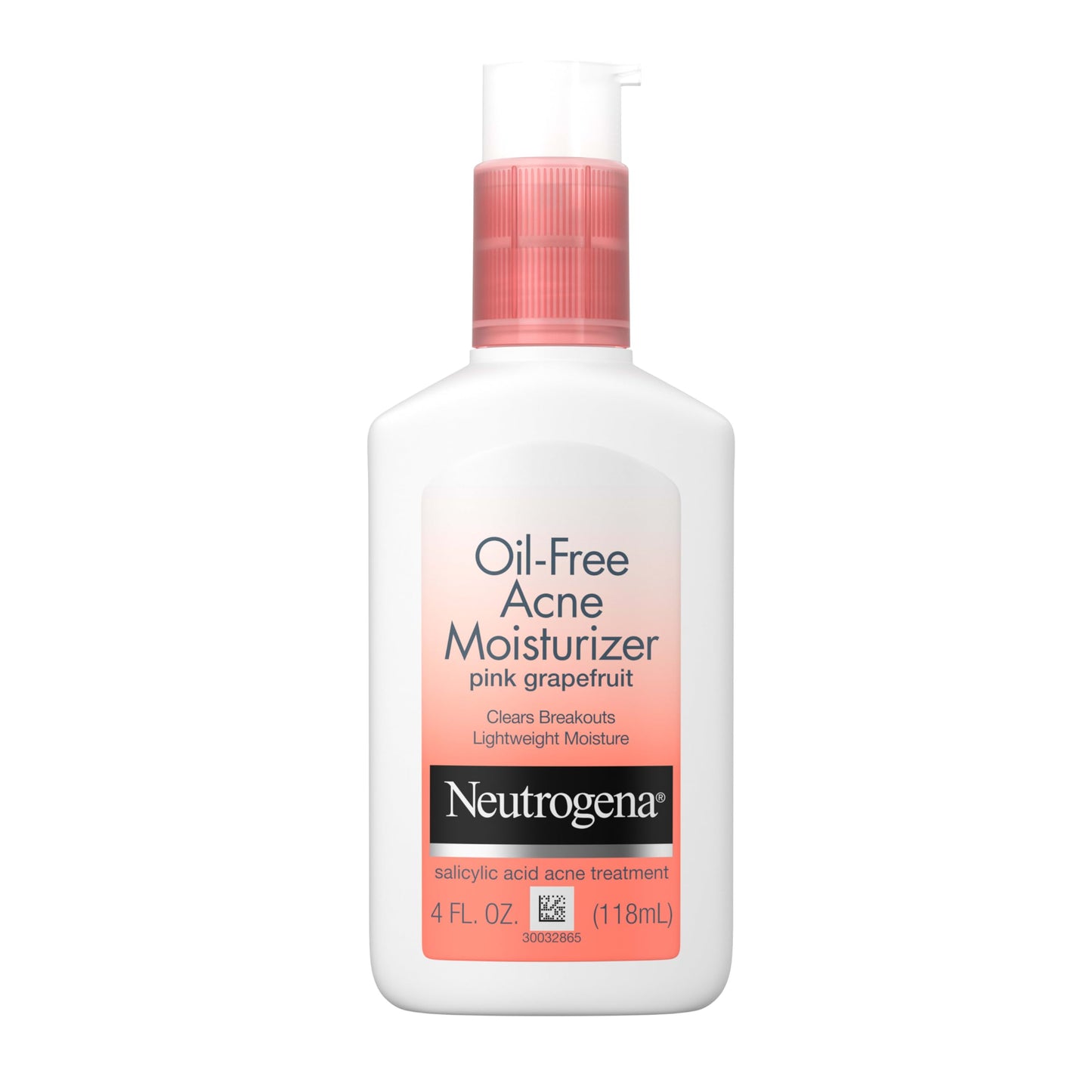 Neutrogena Oil Free Acne Moisturizer, .5% Salicylic Acid Acne Treatment, Pink Grapefruit Face Lotion for Breakouts, Non-Greasy & Non-Comedogenic, 4