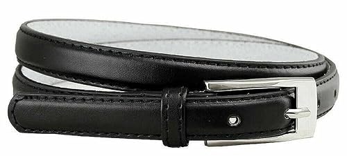 7055 Women's Betls Ladies Fashion Skinny Soft Dress Casual Leather Belt 3/4"(19mm) wide (Black, L)